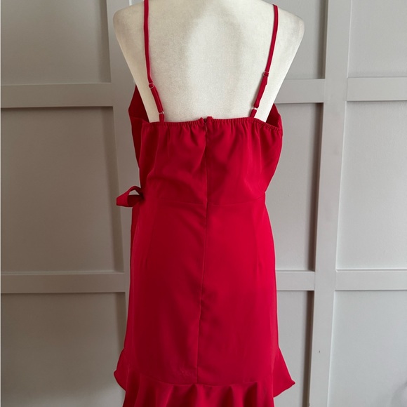 Chic Red Ruffle Mini Dress - Picture 4 of 8